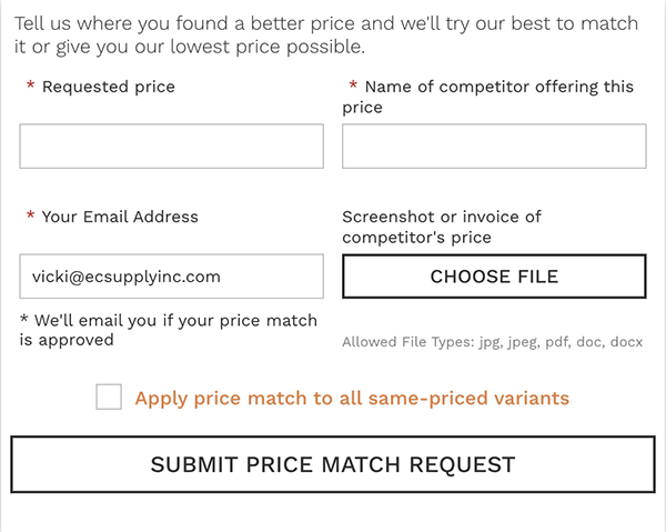 Submit Price Match